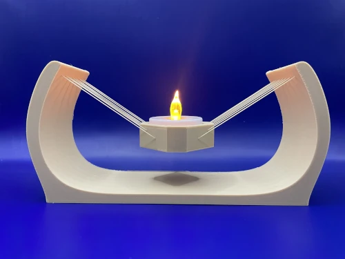 Lampe / bougie suspendue moderne, illusion flottante, design épuré en 3D.