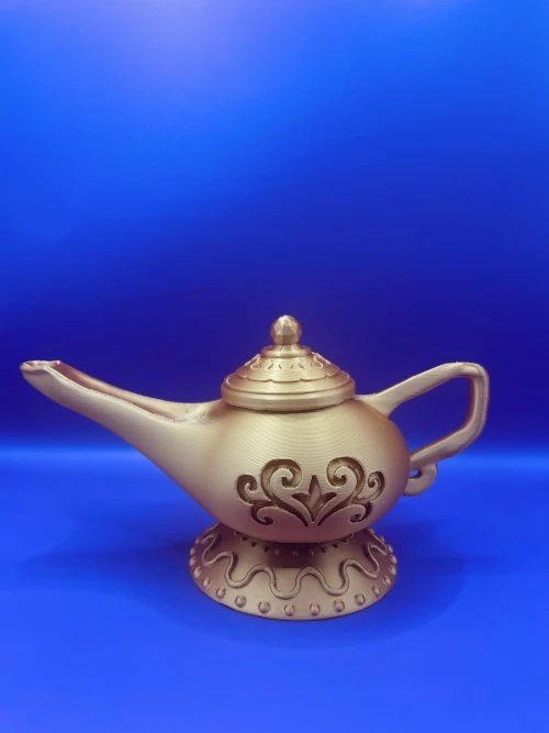 Lampe magique décorative imprimée en 3D, finition dorée.