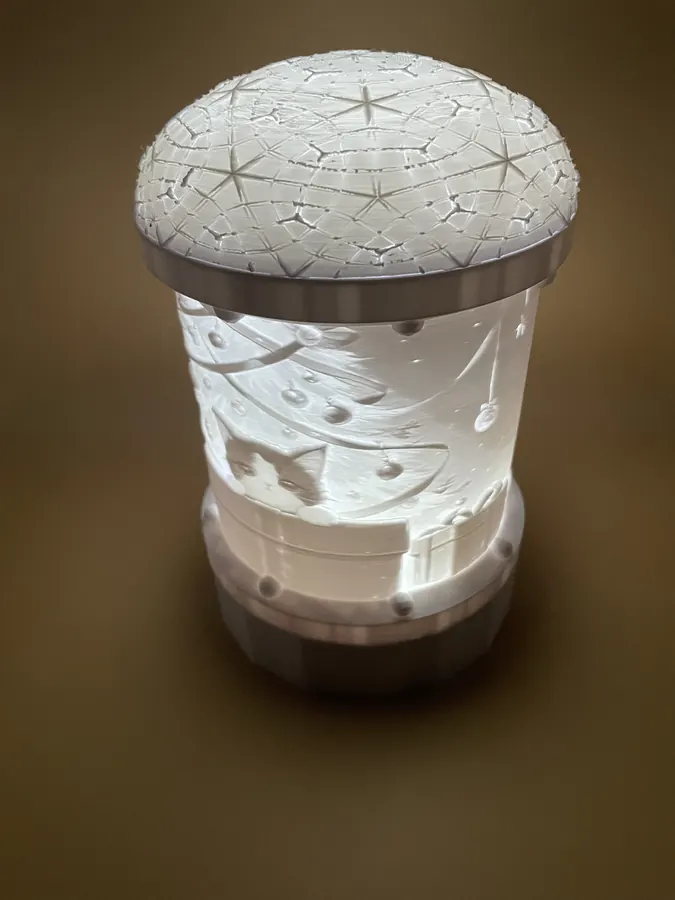 Lampe décorative 3D — tube lithophanie illuminé avec motif d’un chat, effet lumineux doux.